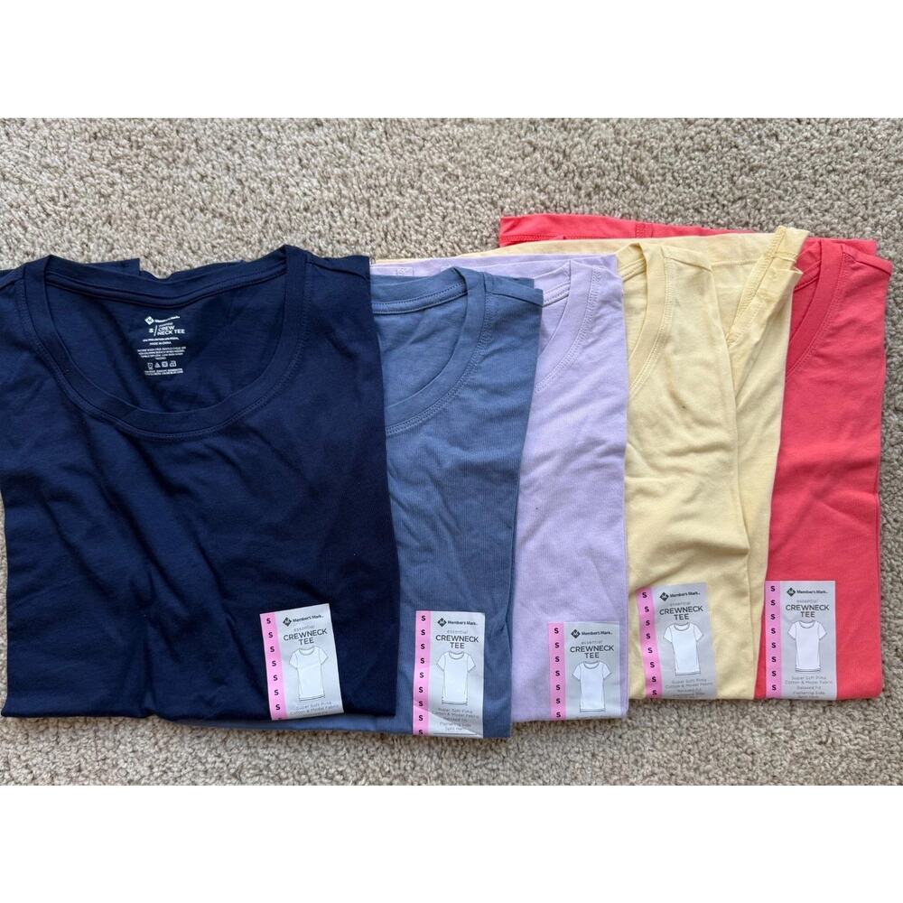 NWT Basic Crewneck Tee Set of 5 Womens L Relaxed Fit Spring Summer